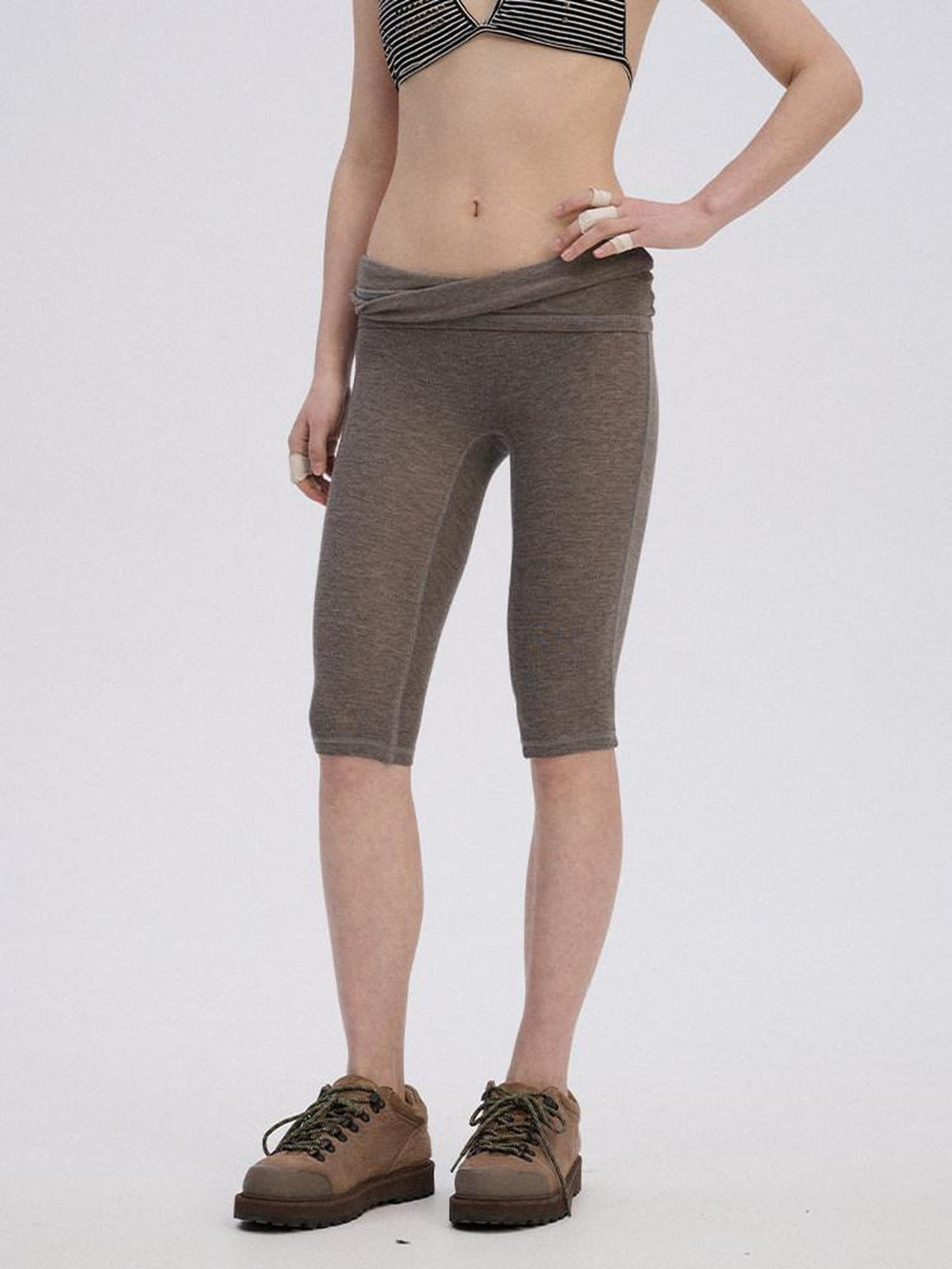 Achihara Soft Viscose Blend High Waist Tailored For Women Workwear Short Trousers