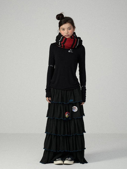 Achihara Soft Viscose Blend Straight Fit Long Sleeve Crew Neck Striped Women T-Shirt