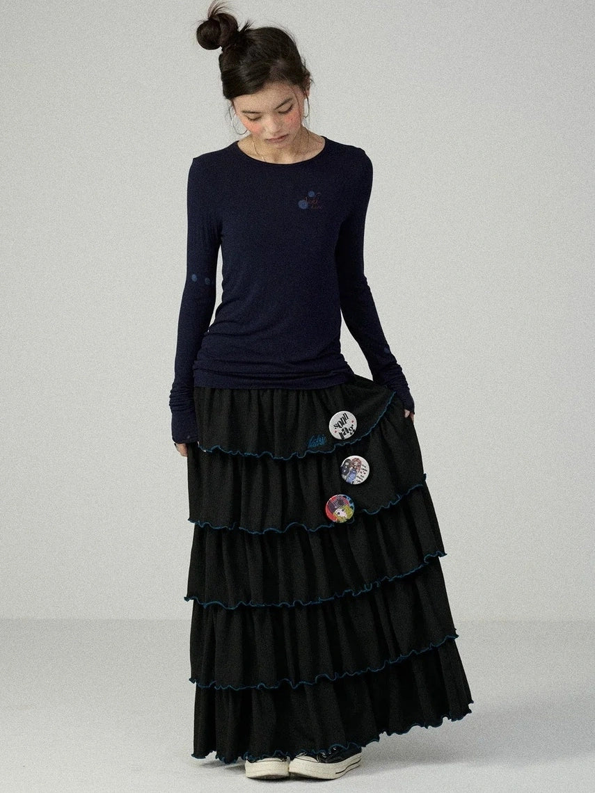 Achihara Soft Viscose Blend Straight Fit Long Sleeve Crew Neck Striped Women T-Shirt