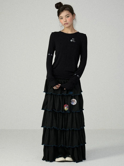 Achihara Soft Viscose Blend Straight Fit Long Sleeve Crew Neck Striped Women T-Shirt