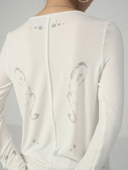 Achihara Soft Viscose Blend Straight Fit Long Sleeve Crew Neck Striped Women T-Shirt