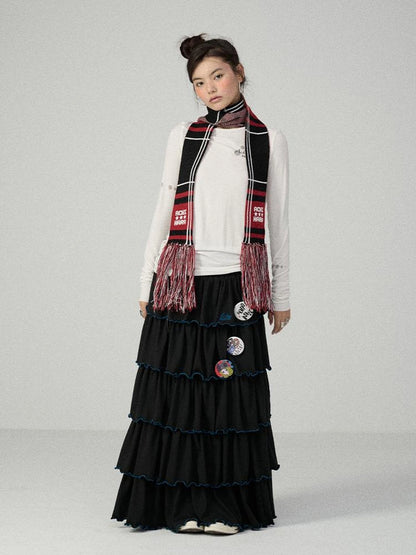 Achihara Soft Viscose Blend Straight Fit Long Sleeve Crew Neck Striped Women T-Shirt