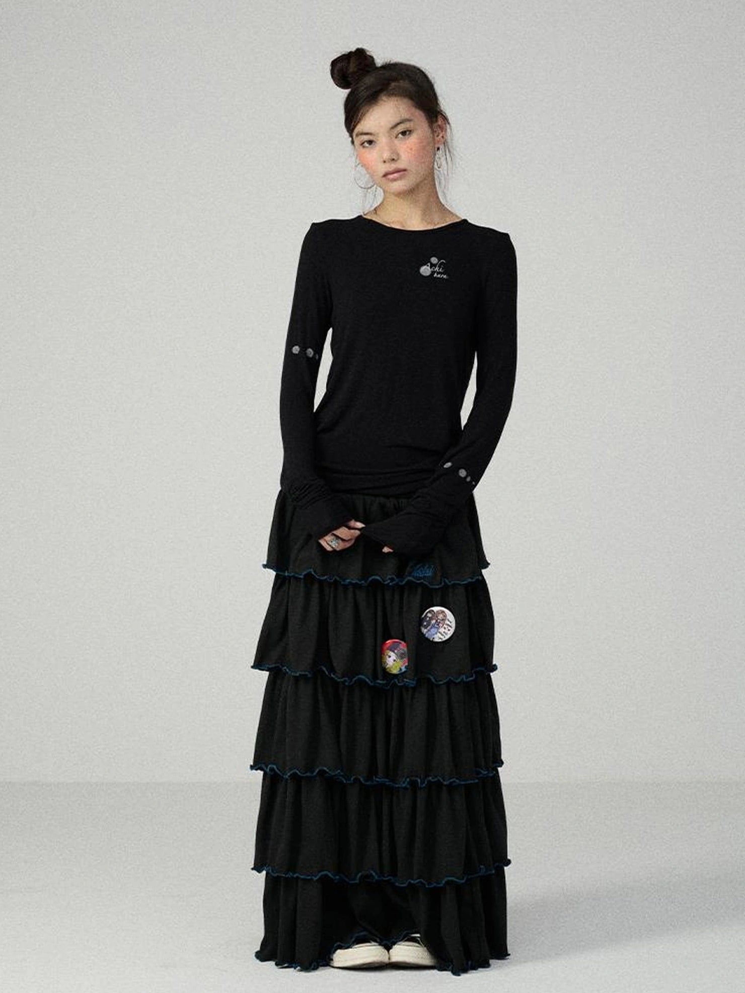 Achihara Soft Viscose Blend Straight Fit Long Sleeve Crew Neck Striped Women T-Shirt