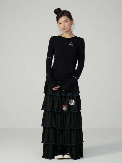 Achihara Soft Viscose Blend Straight Fit Long Sleeve Crew Neck Striped Women T-Shirt