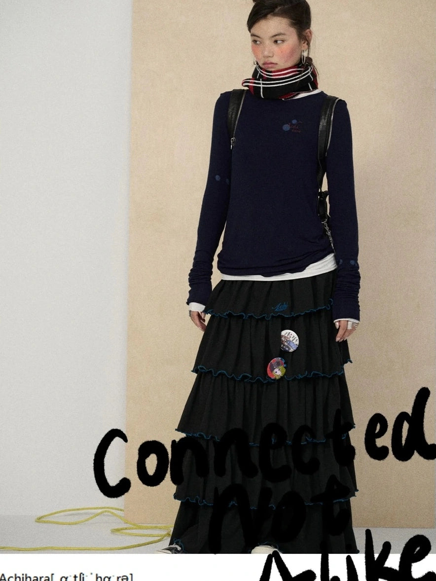 Achihara Soft Viscose Blend Straight Fit Long Sleeve Crew Neck Striped Women T-Shirt