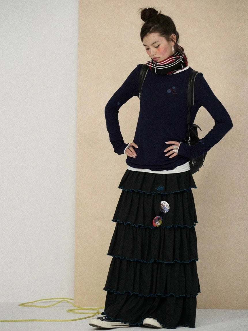 Achihara Soft Viscose Blend Straight Fit Long Sleeve Crew Neck Striped Women T-Shirt