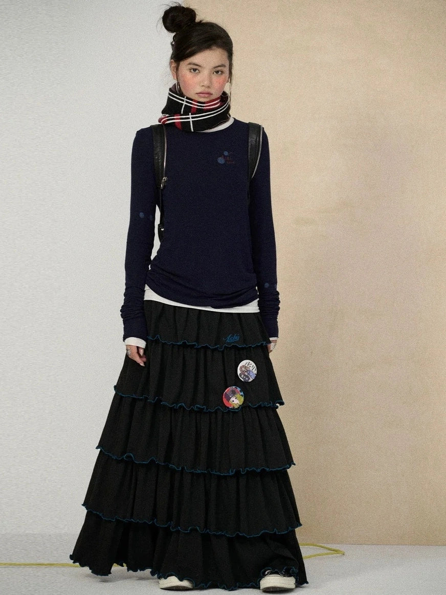 Achihara Soft Viscose Blend Straight Fit Long Sleeve Crew Neck Striped Women T-Shirt