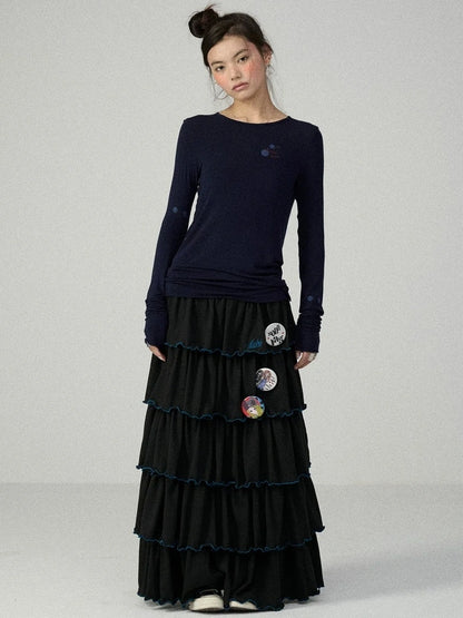 Achihara Soft Viscose Blend Straight Fit Long Sleeve Crew Neck Striped Women T-Shirt