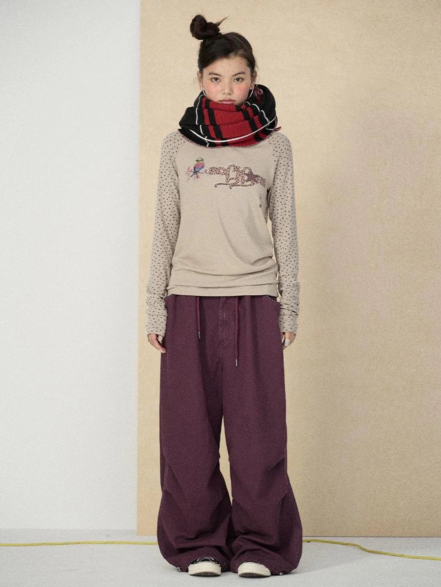 Achihara Soft Viscose Floral Long Sleeve Crew Neck Straight Fit Women Work Casual T-Shirt