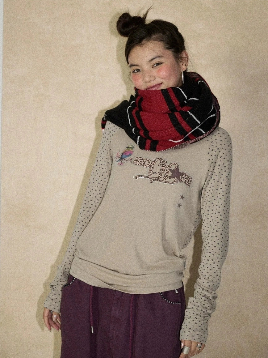 Achihara Soft Viscose Floral Long Sleeve Crew Neck Straight Fit Women Work Casual T-Shirt