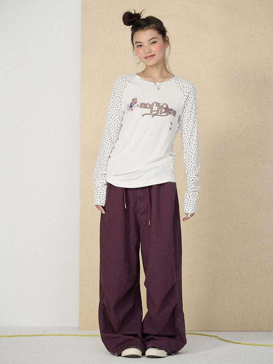 Achihara Soft Viscose Floral Long Sleeve Crew Neck Straight Fit Women Work Casual T-Shirt