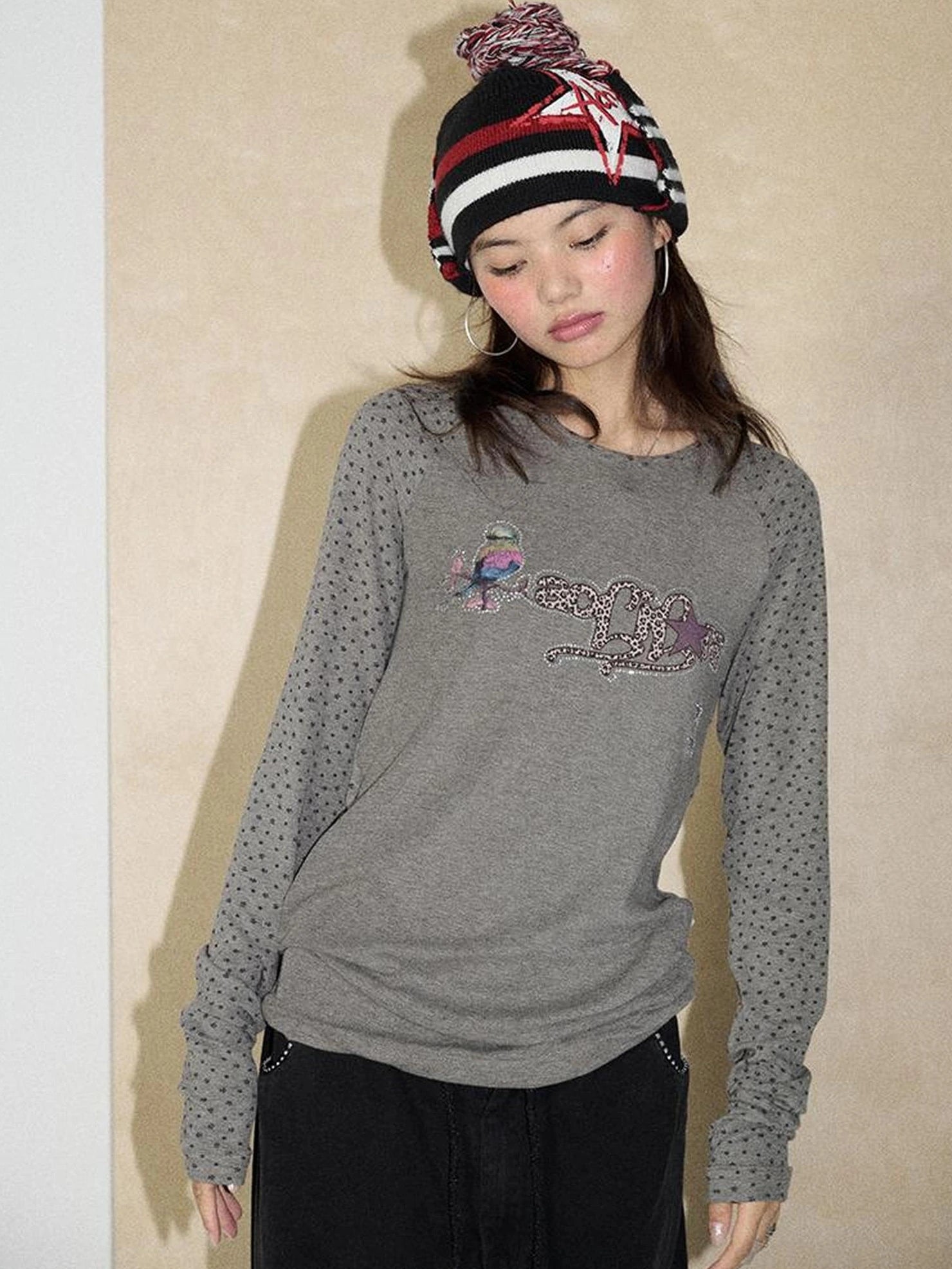 Achihara Soft Viscose Floral Long Sleeve Crew Neck Straight Fit Women Work Casual T-Shirt