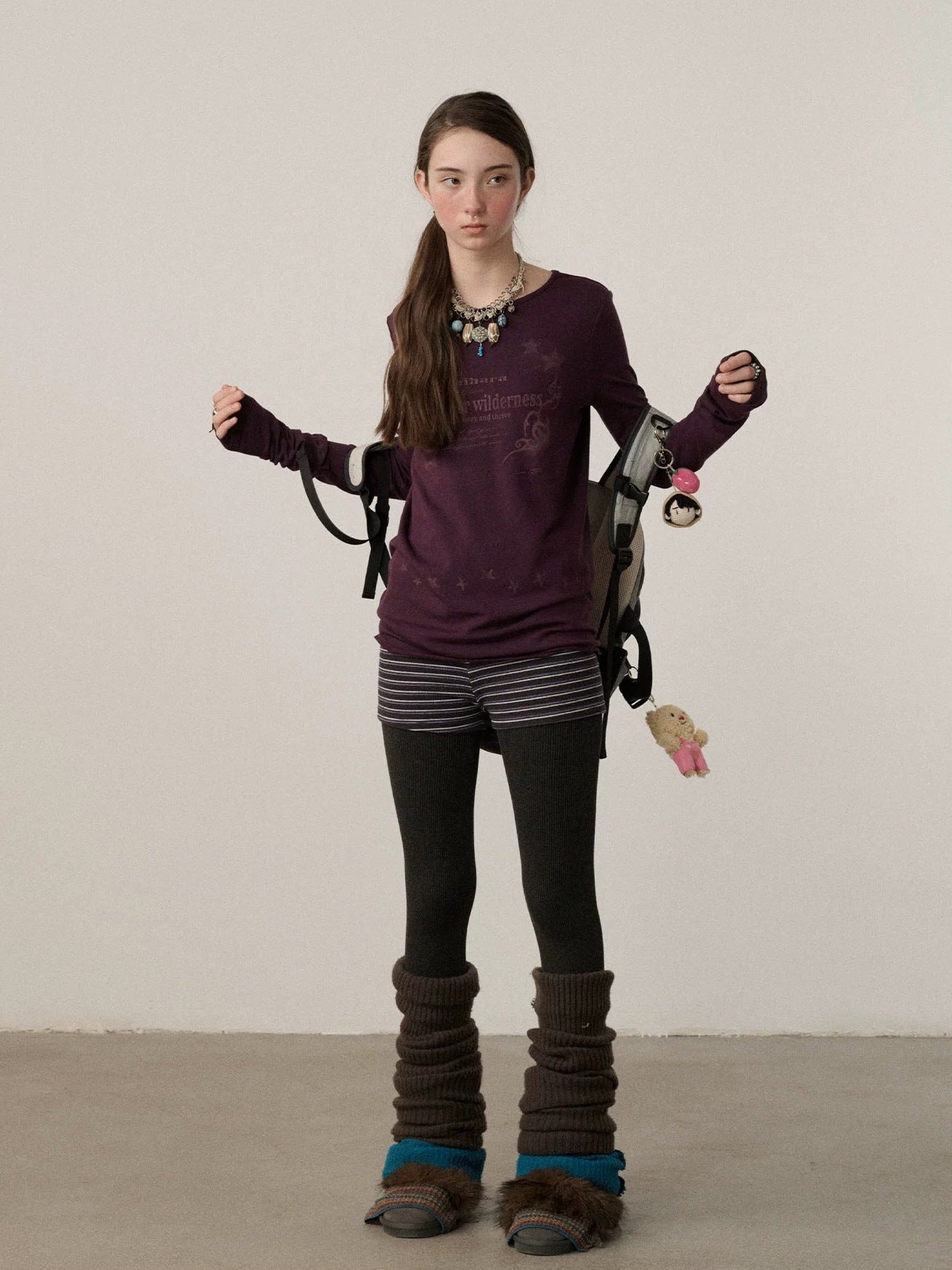 Achihara Soft Viscose Long Sleeve Letter Print Commuter Slim Fit Women Round Neck T-Shirt