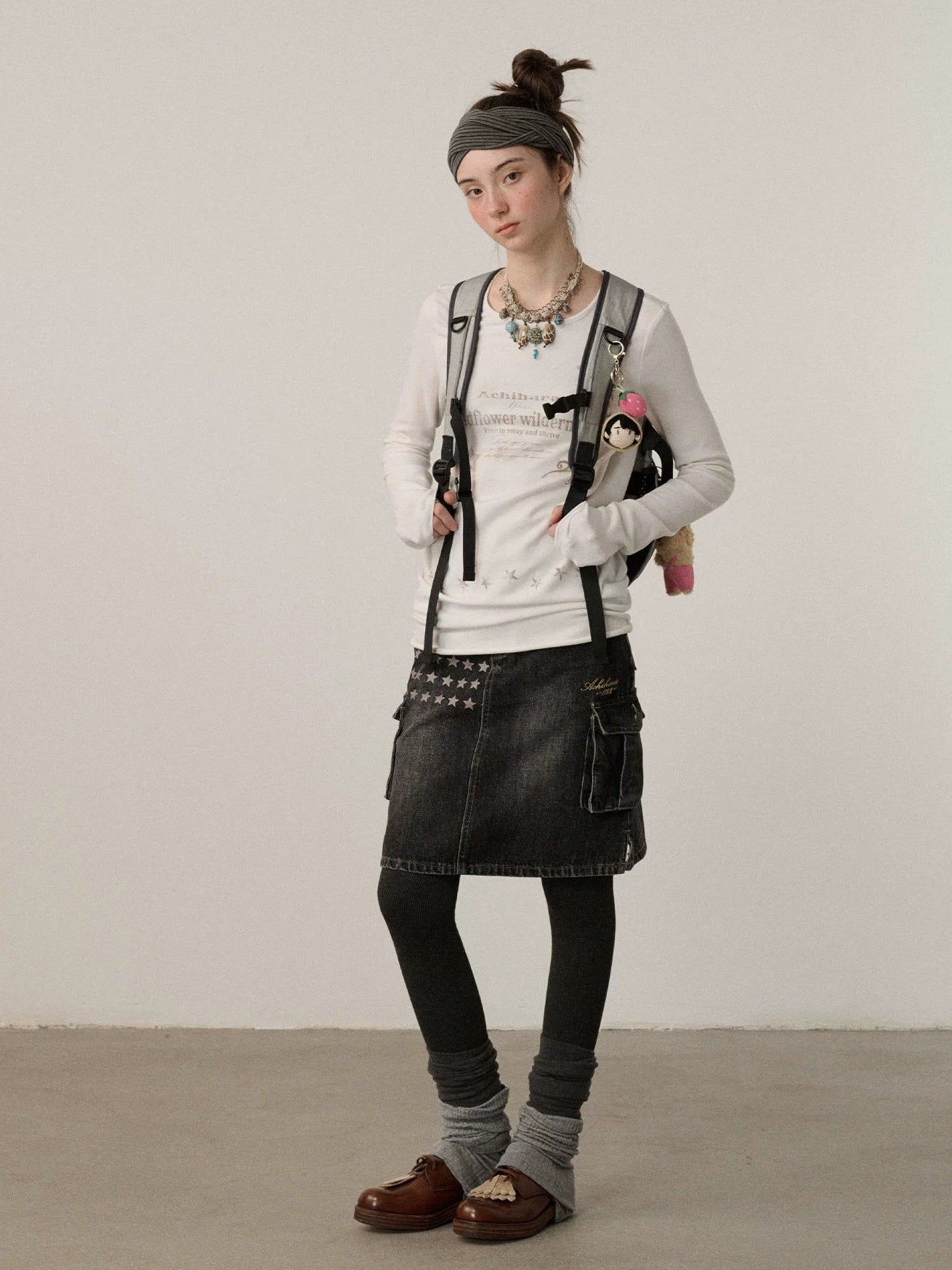 Achihara Soft Viscose Long Sleeve Letter Print Commuter Slim Fit Women Round Neck T-Shirt