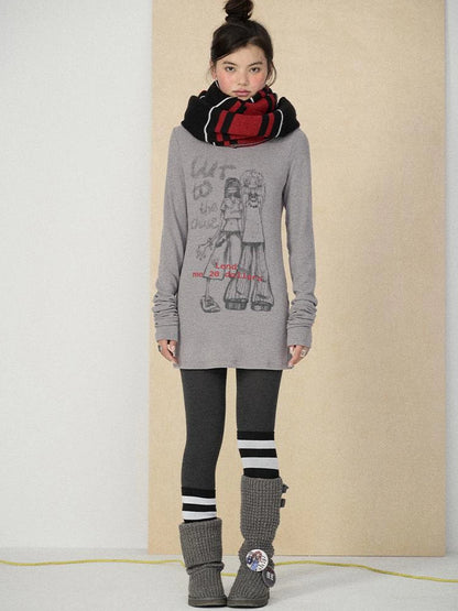 Achihara Soft viscose blend long sleeve straight fit women heart graphic office T-Shirt