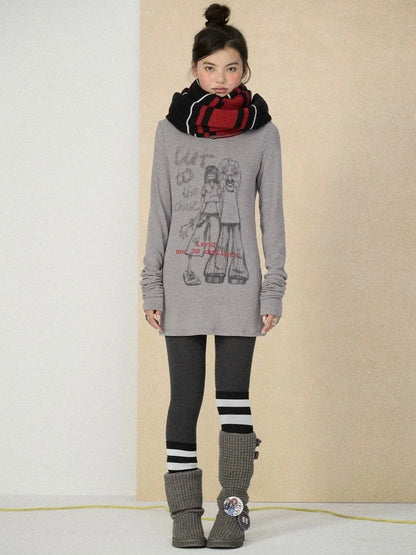 Achihara Soft viscose blend long sleeve straight fit women heart graphic office T-Shirt