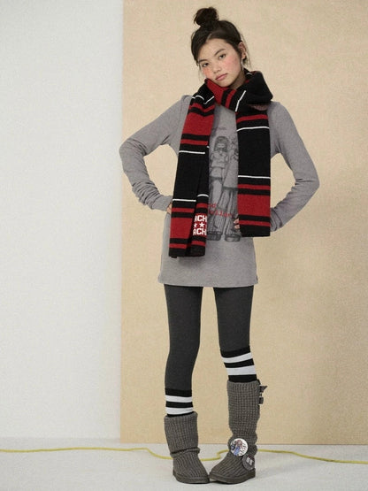 Achihara Soft viscose blend long sleeve straight fit women heart graphic office T-Shirt