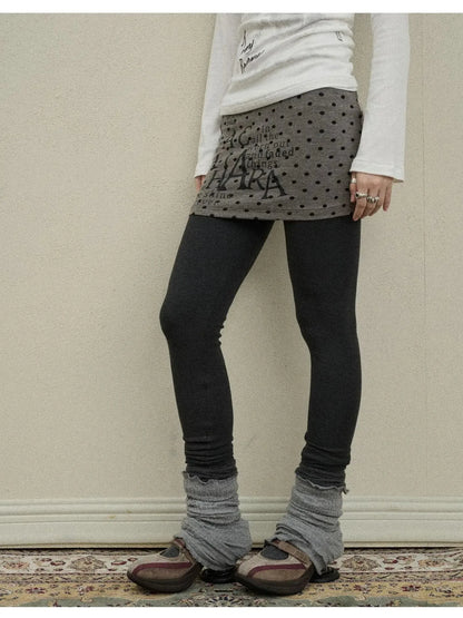 Souffle Knit Flared Pants With False Two Piece Design