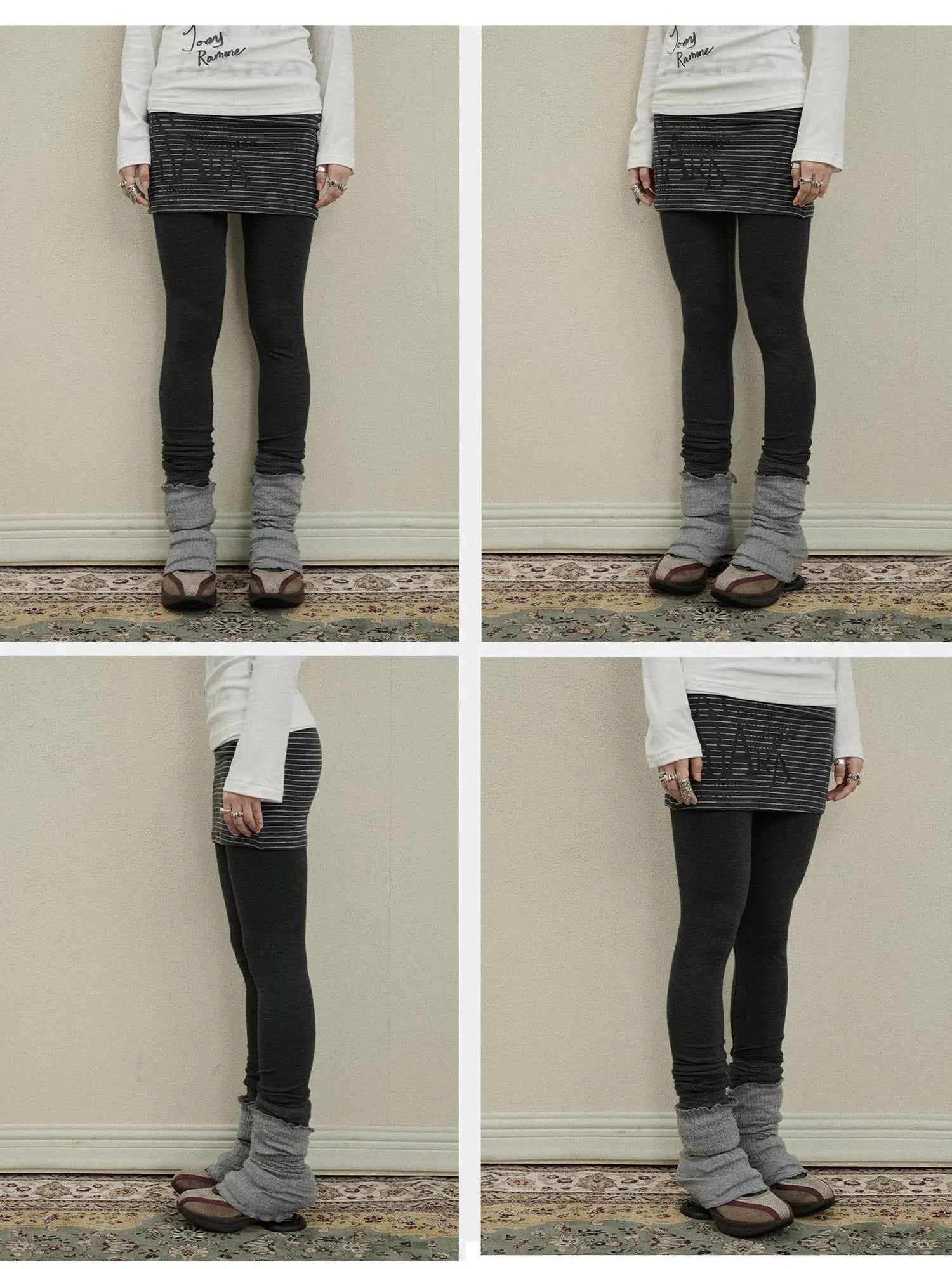Souffle Knit Flared Pants With False Two Piece Design