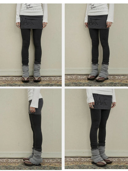 Souffle Knit Flared Pants With False Two Piece Design