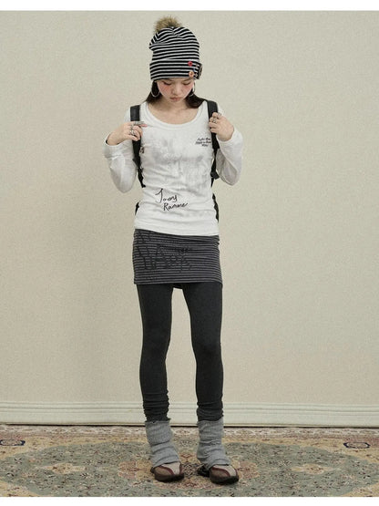 Souffle Knit Flared Pants With False Two Piece Design