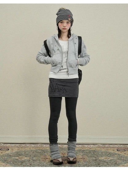 Souffle Knit Flared Pants With False Two Piece Design