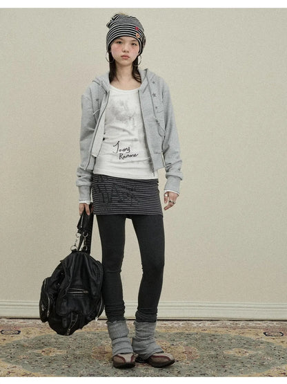 Souffle Knit Flared Pants With False Two Piece Design