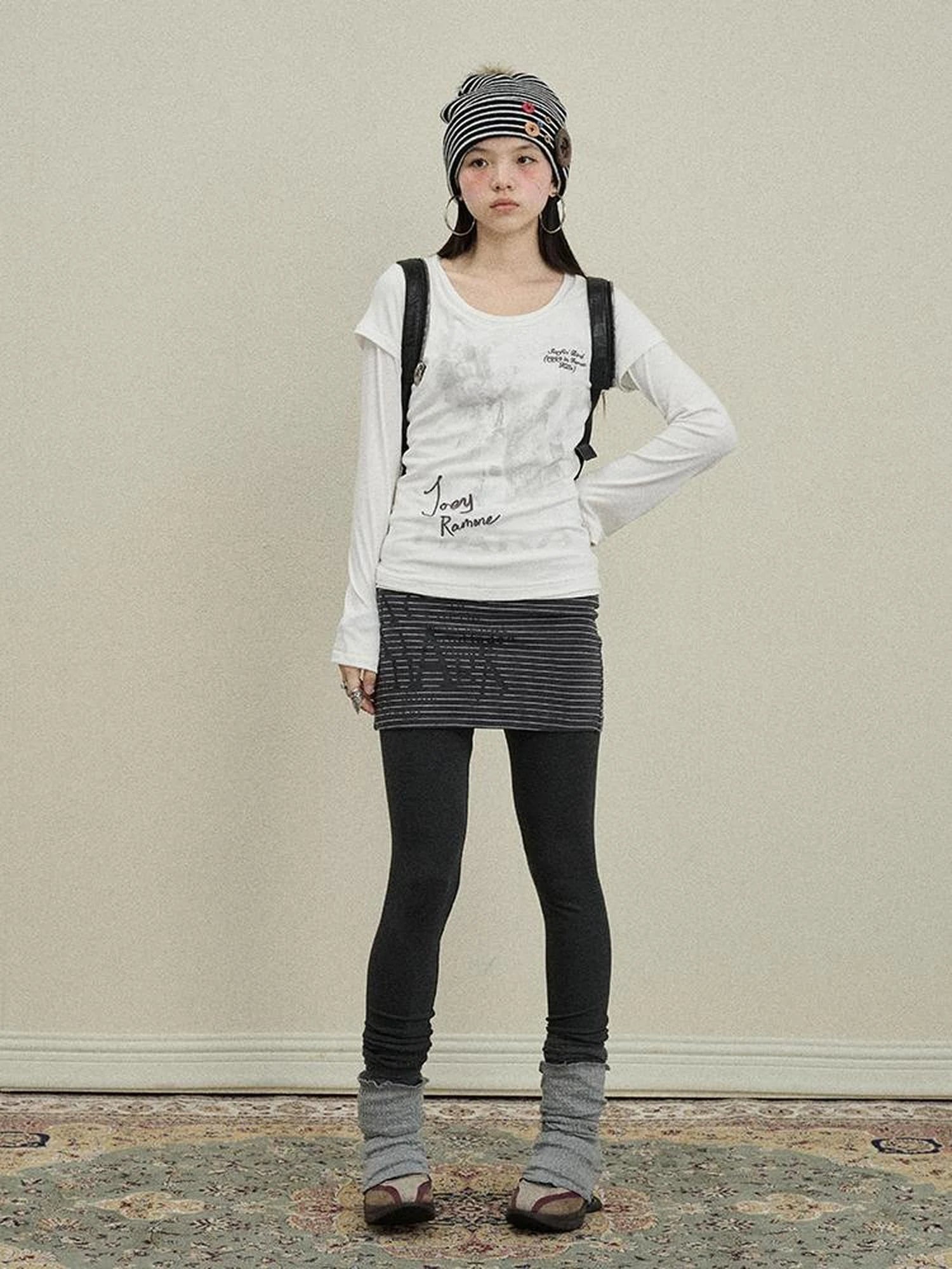 Souffle Knit Flared Pants With False Two Piece Design