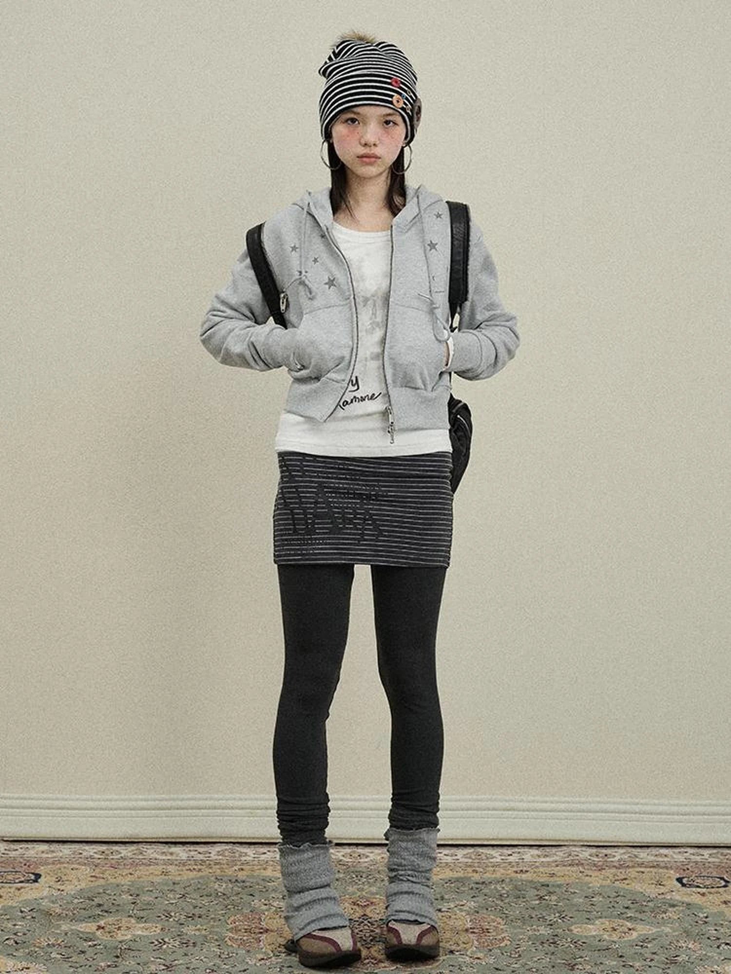 Souffle Knit Flared Pants With False Two Piece Design