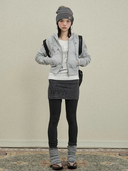 Souffle Knit Flared Pants With False Two Piece Design