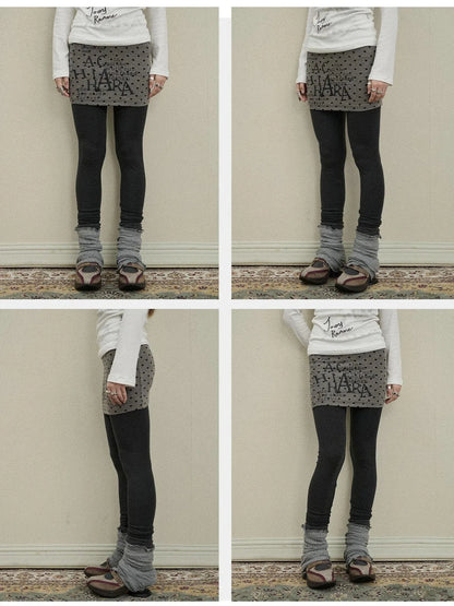 Souffle Knit Flared Pants With False Two Piece Design