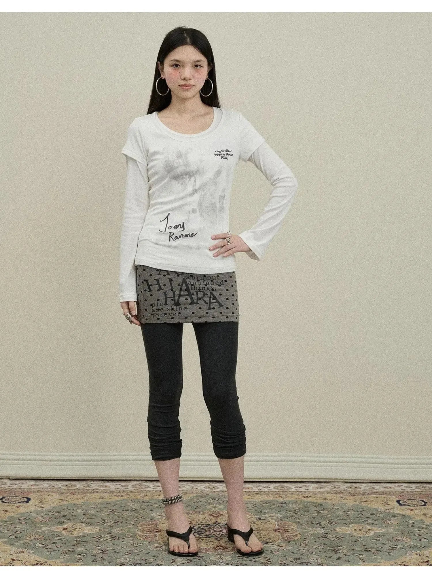 Souffle Knit Flared Pants With False Two Piece Design