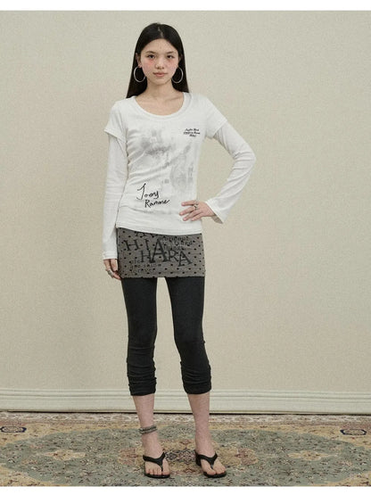 Souffle Knit Flared Pants With False Two Piece Design