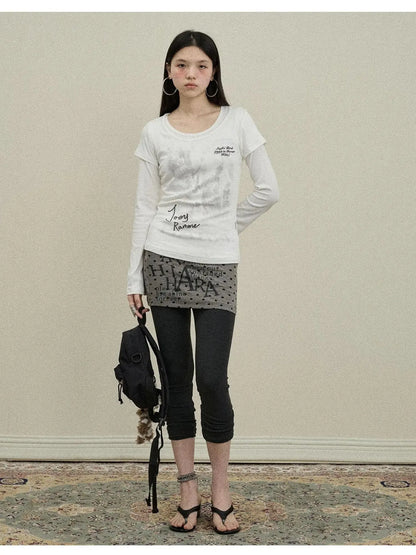 Souffle Knit Flared Pants With False Two Piece Design