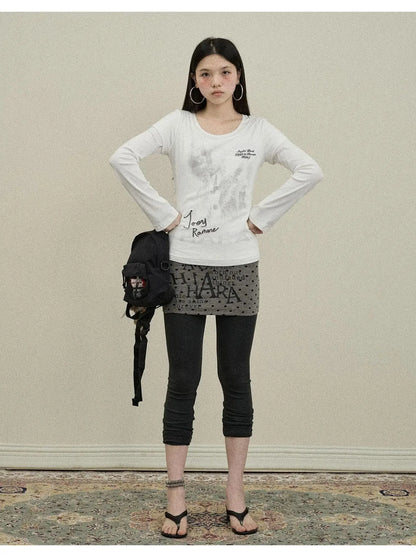 Souffle Knit Flared Pants With False Two Piece Design