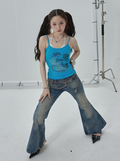 Achihara Sparkly Disco Summer Sleeveless T-Shirt &amp; Vest