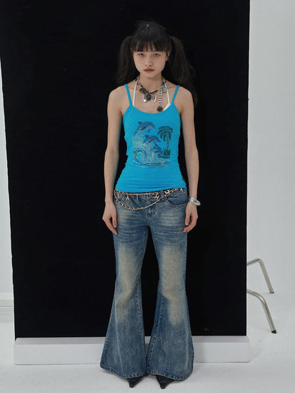 Achihara Sparkly Disco Summer Sleeveless T-Shirt &amp; Vest