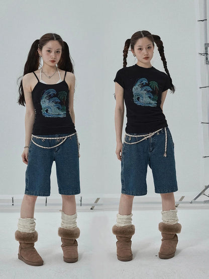 Sparkly Disco Summer Sleeveless T-Shirt &amp; Vest