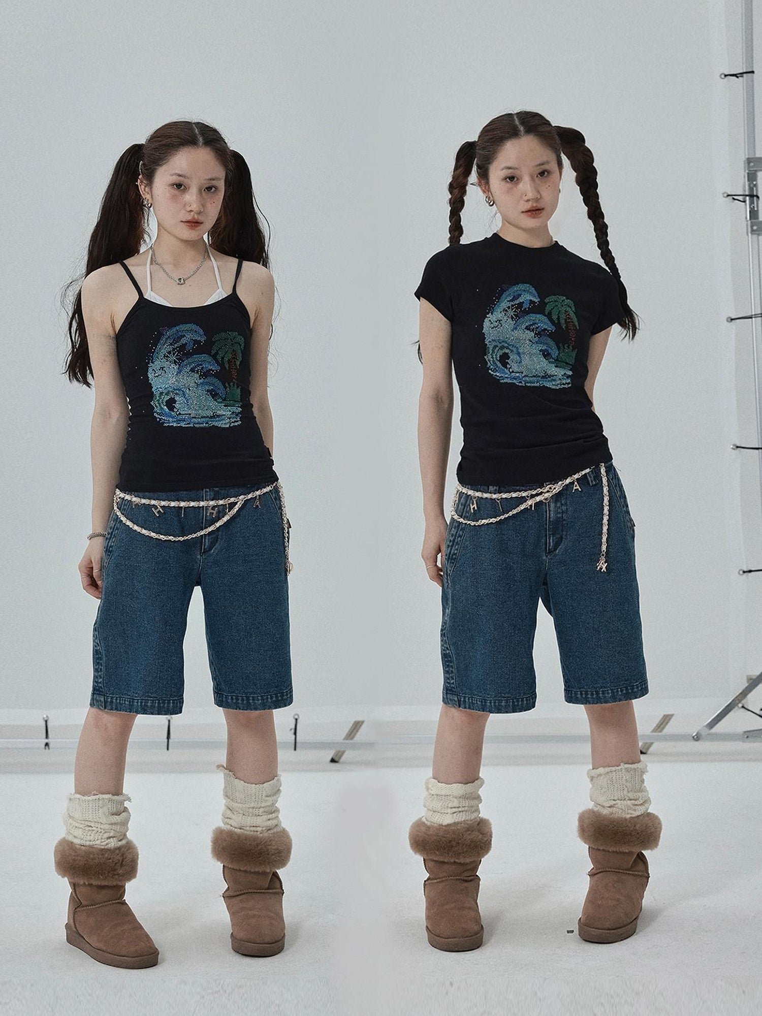 Achihara Sparkly Disco Summer Sleeveless T-Shirt &amp; Vest