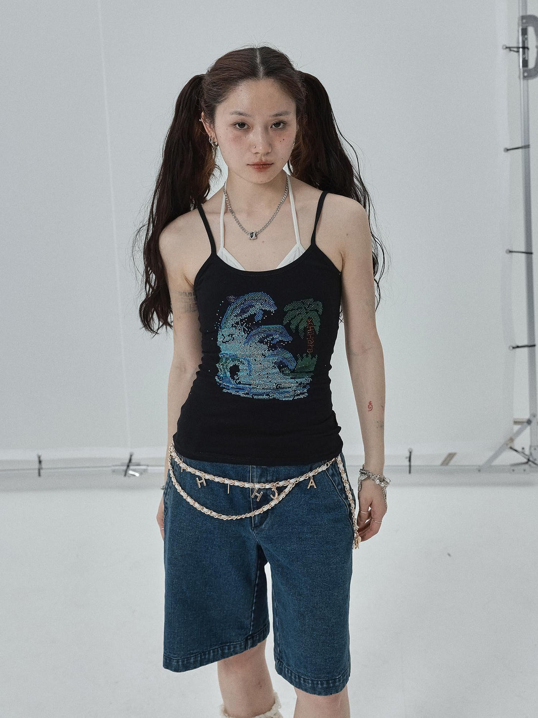 Achihara Sparkly Disco Summer Sleeveless T-Shirt &amp; Vest