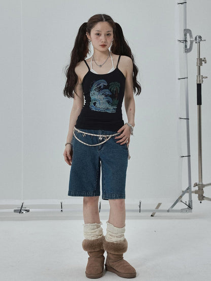Achihara Sparkly Disco Summer Sleeveless T-Shirt &amp; Vest