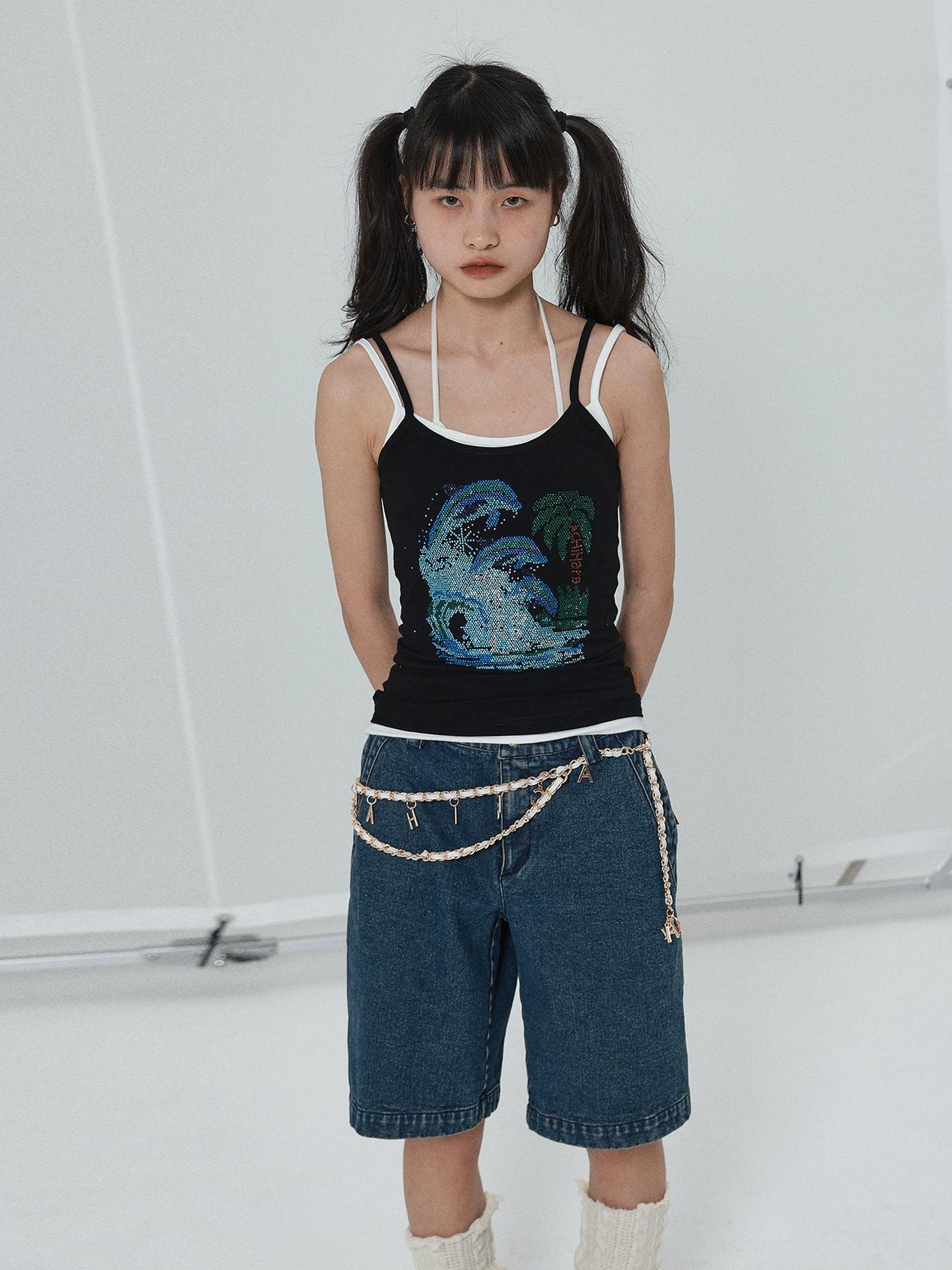 Achihara Sparkly Disco Summer Sleeveless T-Shirt &amp; Vest