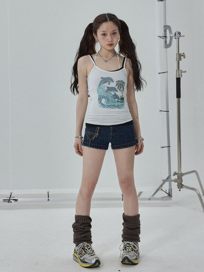 Achihara Sparkly Disco Summer Sleeveless T-Shirt &amp; Vest