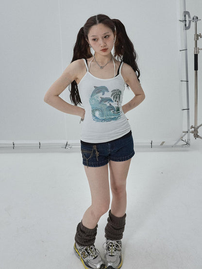 Achihara Sparkly Disco Summer Sleeveless T-Shirt &amp; Vest