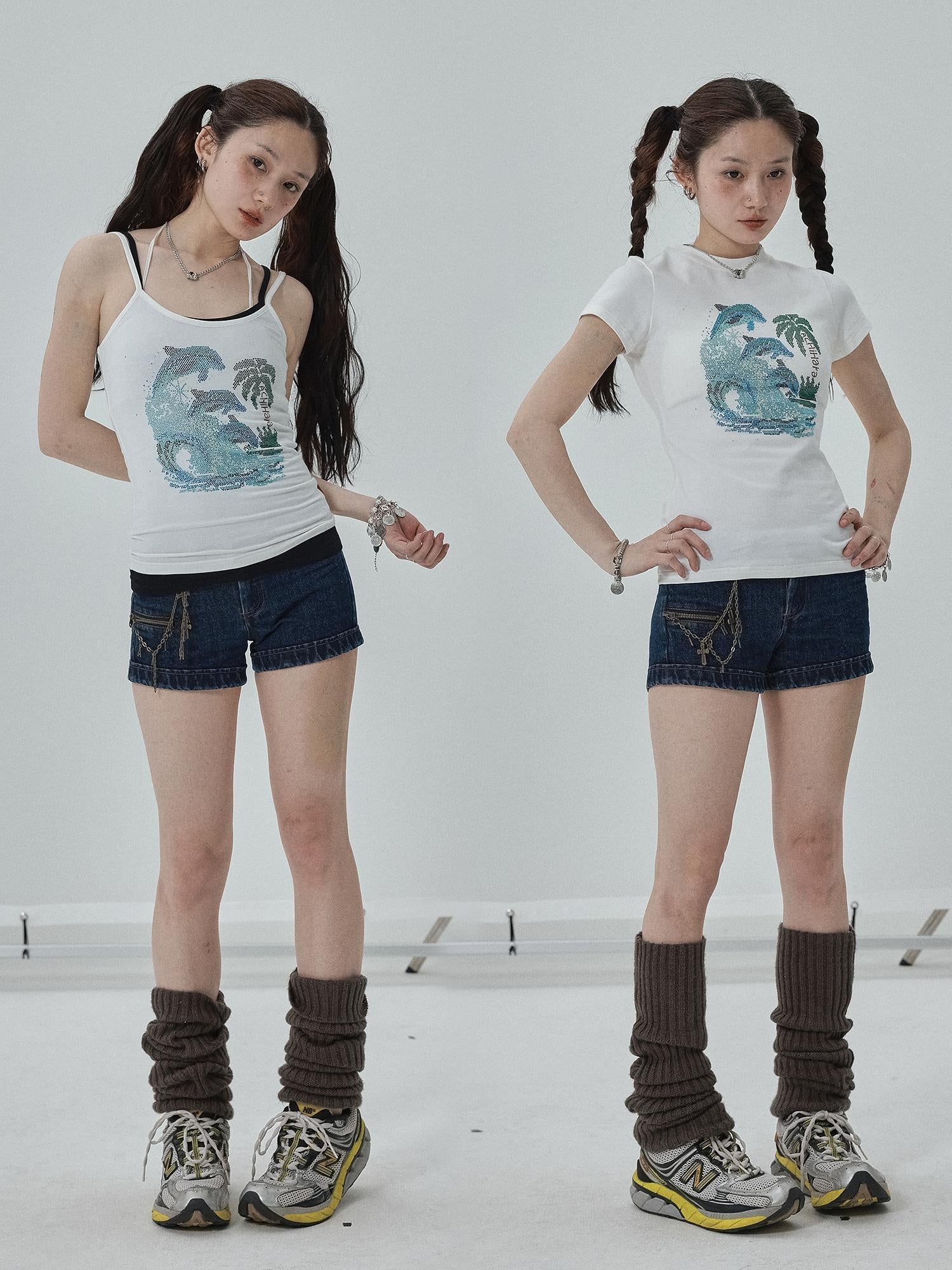 Achihara Sparkly Disco Summer Sleeveless T-Shirt &amp; Vest