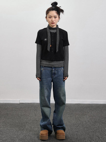 Achihara Spider Studded Short Sleeve Open Front Cardigan