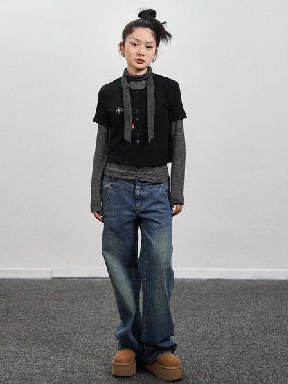 Achihara Spider Studded Short Sleeve Open Front Cardigan