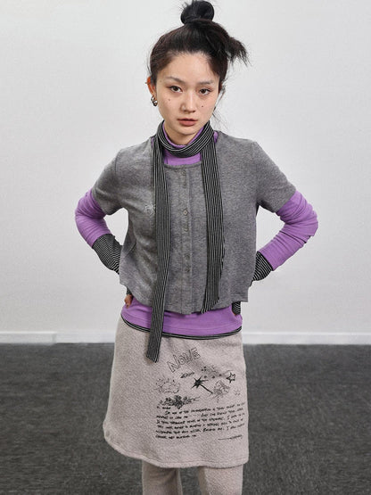 Achihara Spider Studded Short Sleeve Open Front Cardigan