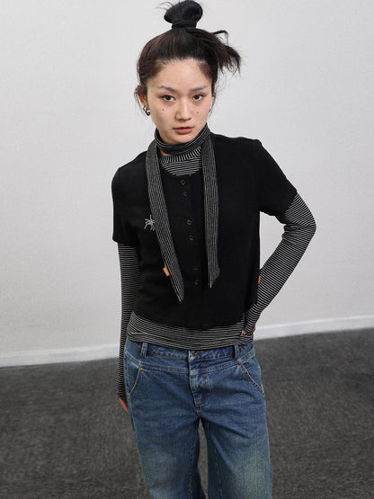 Achihara Spider Studded Short Sleeve Open Front Cardigan