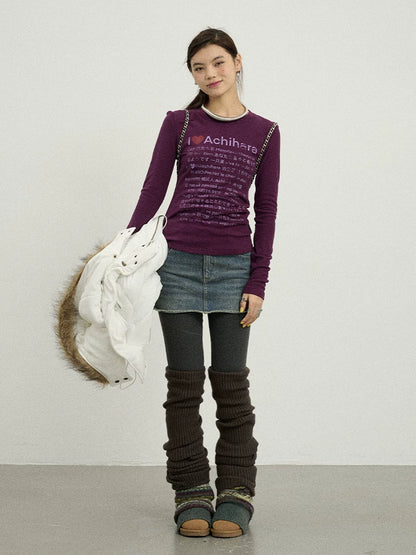 Achihara Spring Idiom Print Long Sleeve Tee-1